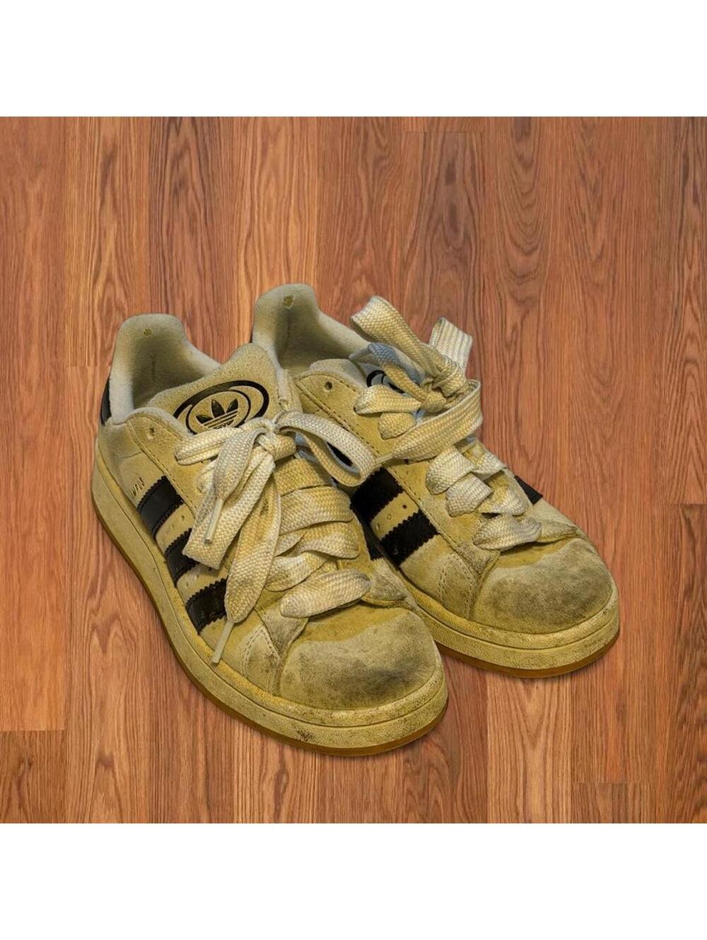 Adidas Used Women's Grey and Tan Campus Trainer Shoes 6.5